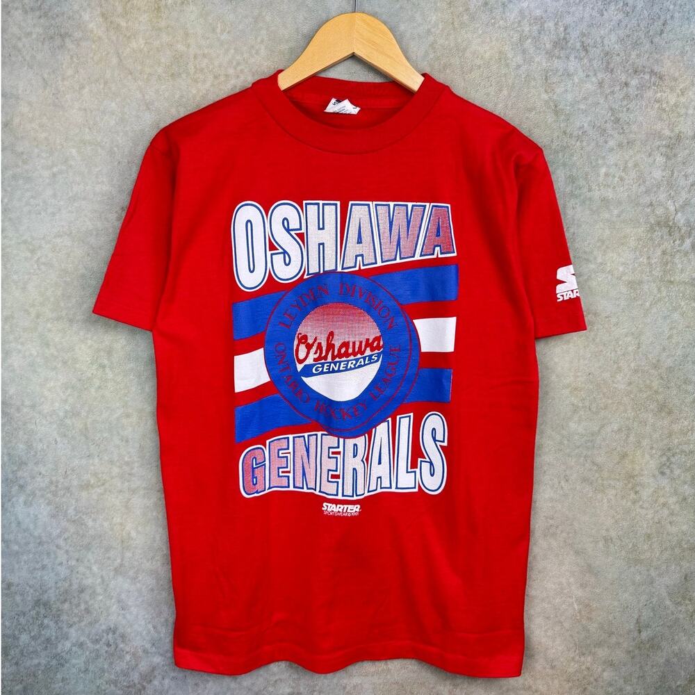 Vtg 90s Oshawa Generals Hockey T Shirt Sz M Red Minor League Canada
